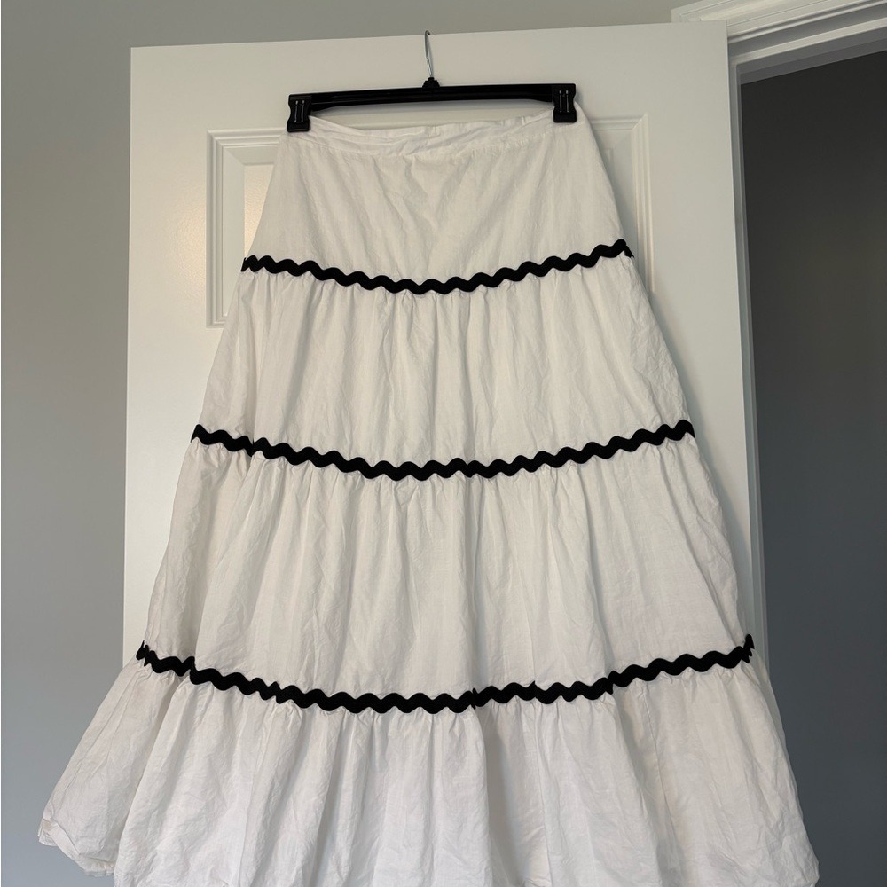 Better Together White Tiered Women's Picnic Skirt Size Large 100% Cotton